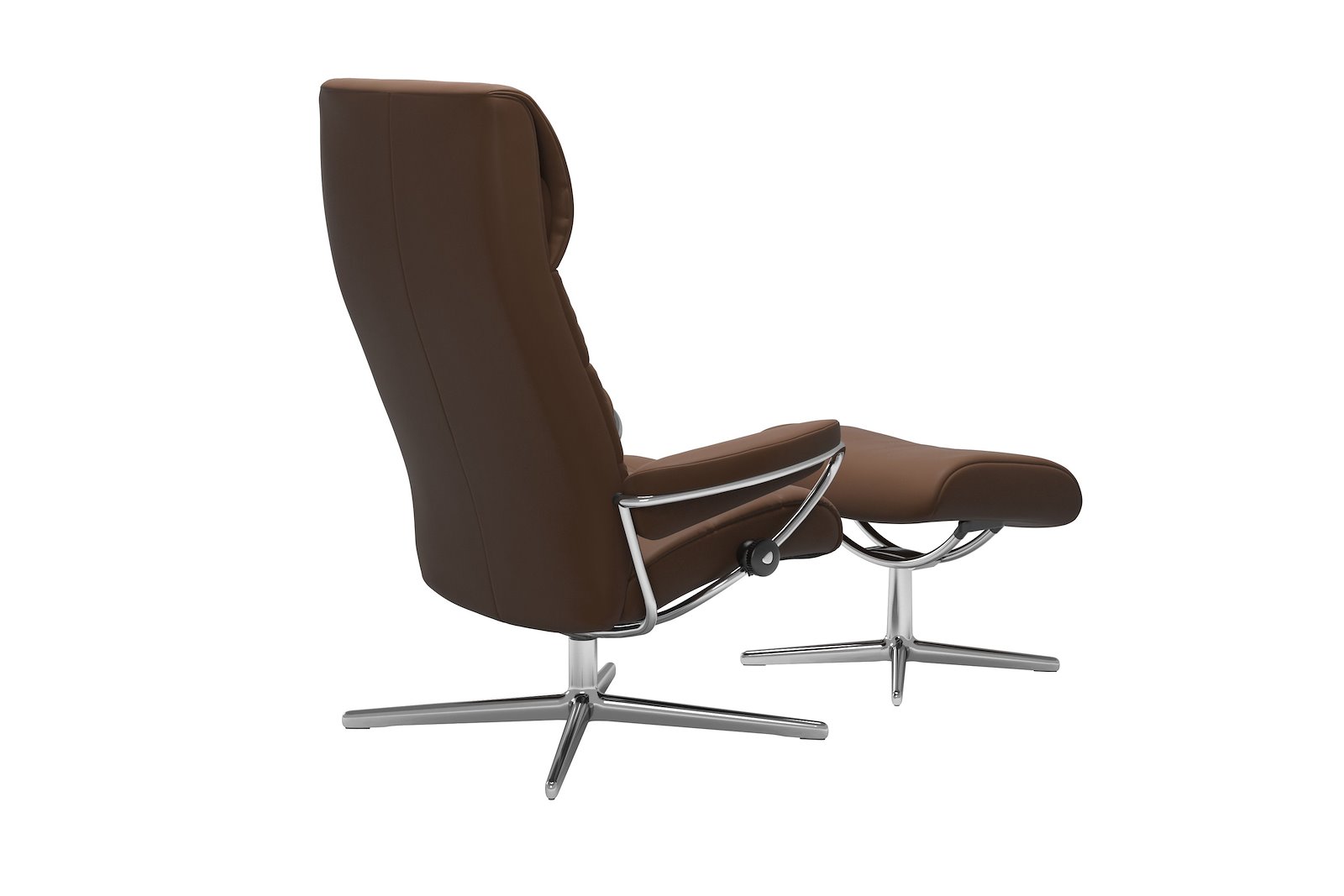 London lenestol m/krakk I hud Batick Spesial Warm Brown og Cross understell i krom