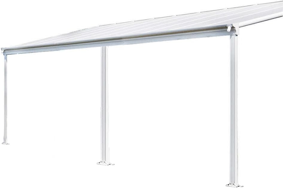 Home Deluxe - Terrassenüberdachung Solis - Weiß - B/T/H: 557 x 303 x 226/278 cm - inkl. Hohlkammerplatten, Montagematererial I Carport Pavillion Pergola