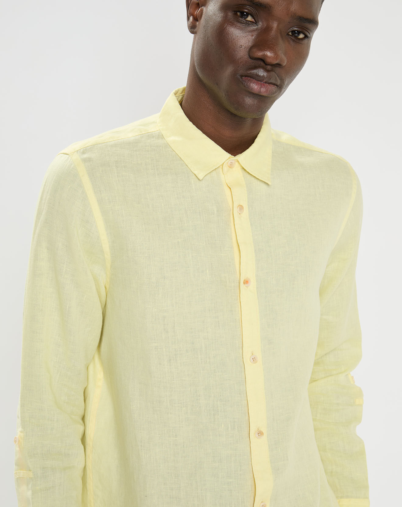 Scotch & Soda Chemise 100% Lin Regular Fit Garment Dyed jaune clair