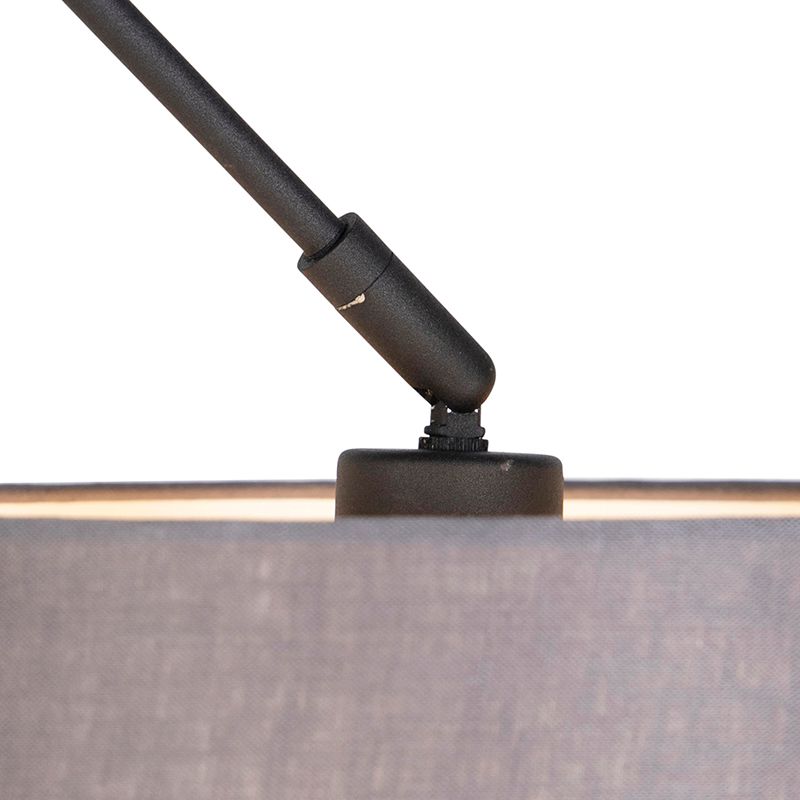Hanglamp zwart met linnen kap donkergrijs 35 cm - Blitz