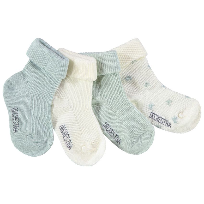 Lot de 4 paires de chaussettes à revers ajustable pour bébé fille - Vert