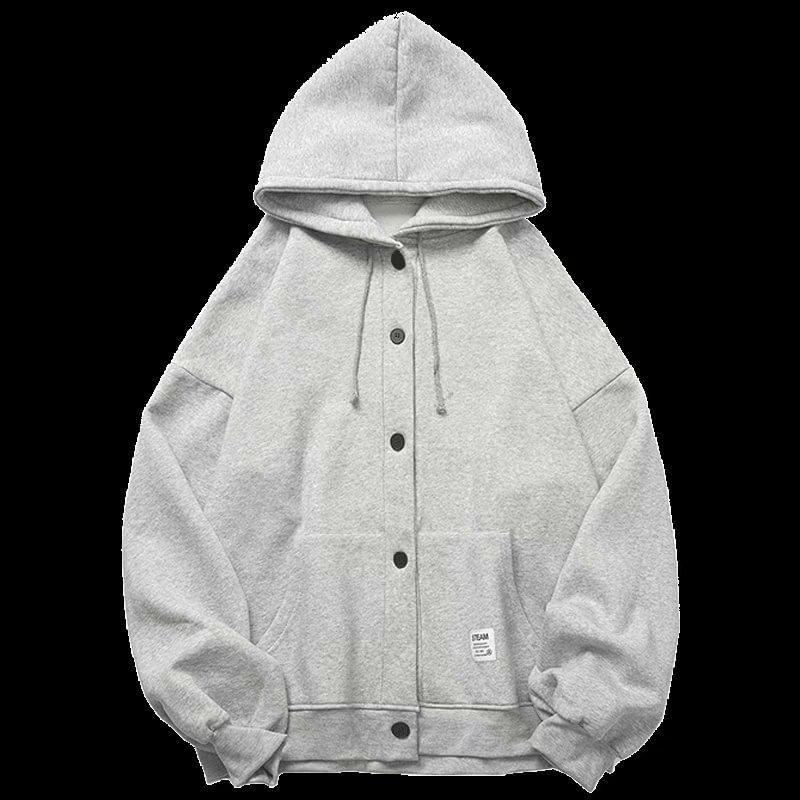Cowpow - Hoodie met trekkoord, fleecevoering en knoopjes en tekstapplicatie