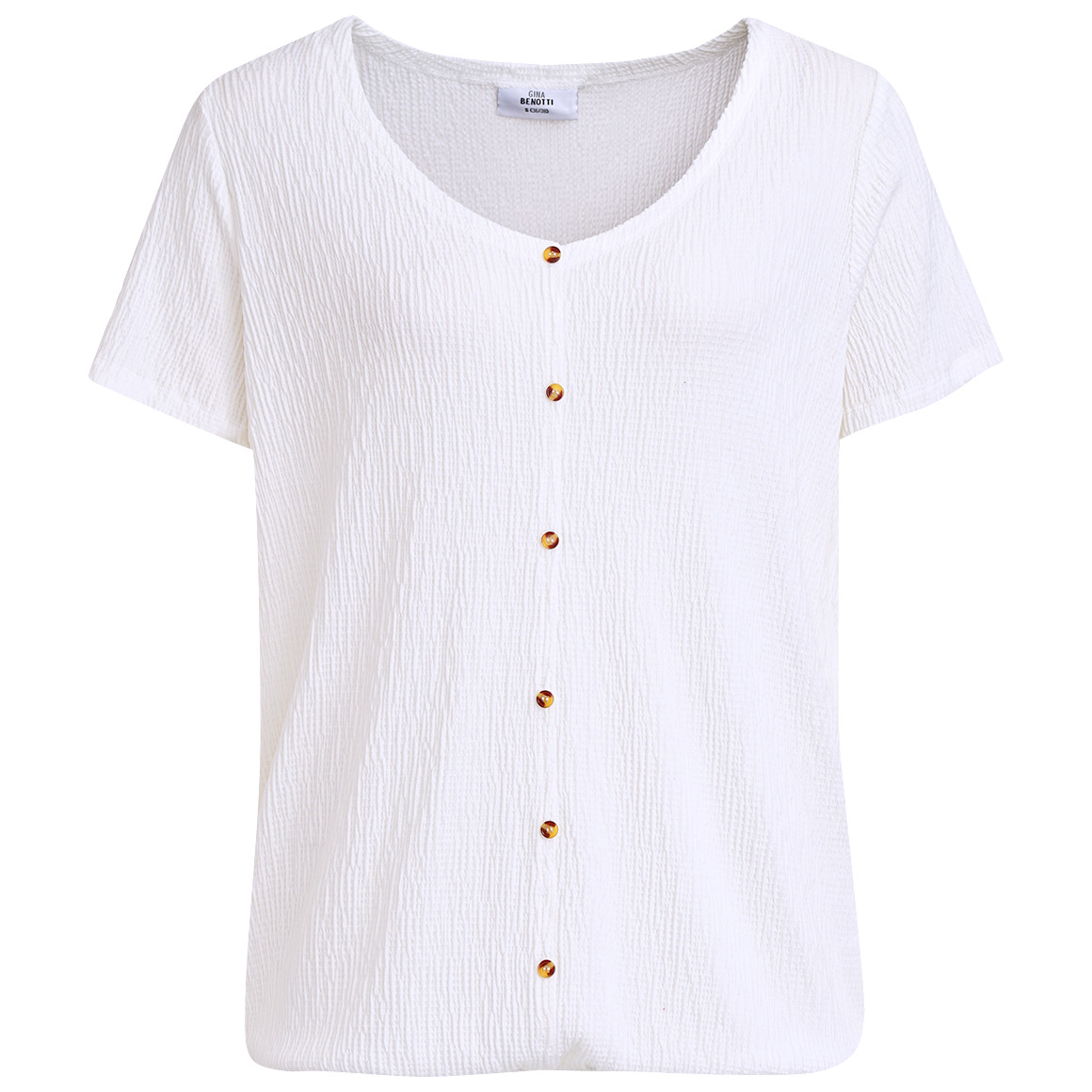Gina Benotti Damen T-Shirt mit Strukturmuster weiss