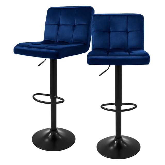 Barstol 2 stk. blå fløjlsbeklædt, 63-83cm ML-Design