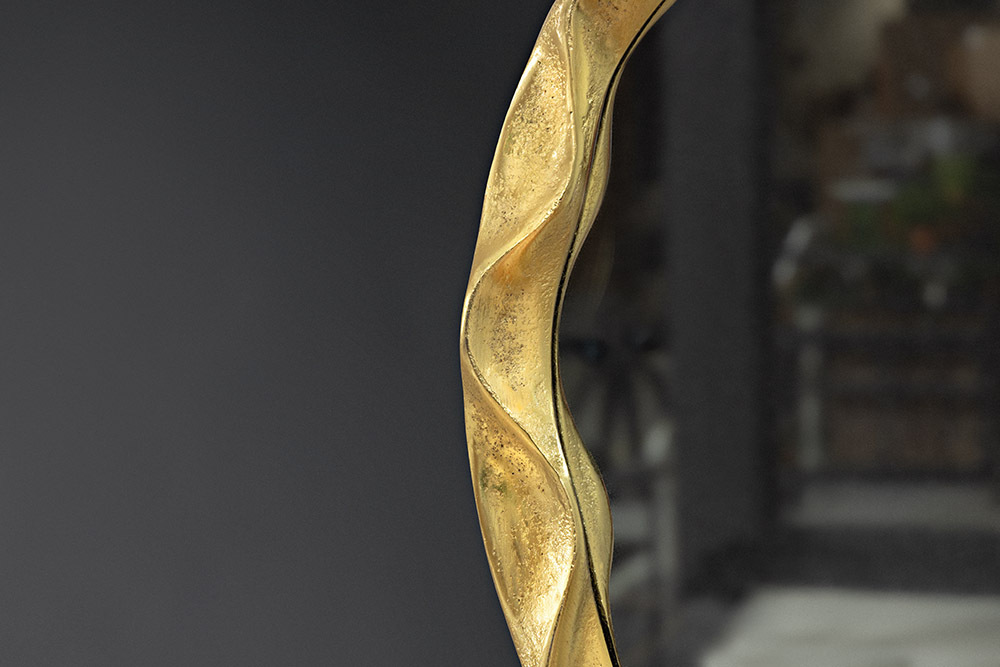 Runder Wandspiegel ABSTRACT 55cm gold Metall handmade