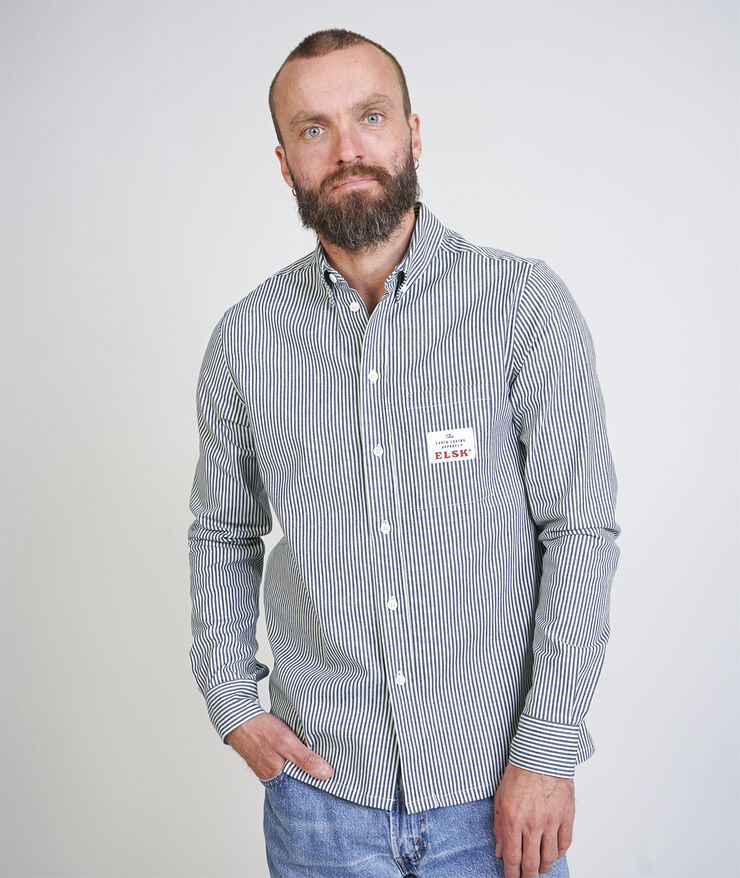 ELSK DOUG MEN'S BUTTON DOWN SHIRT 701 white blue