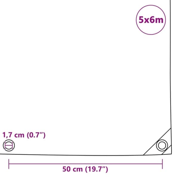 vidaXL Presenning 650 g/m² 5x6 m grønn