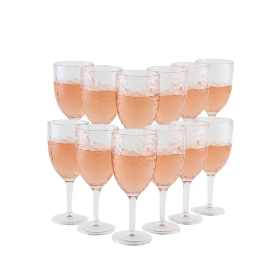 OTIX Plastic Wijnglazen set van 12 stuks 400 ml Gehamerd Kunststof