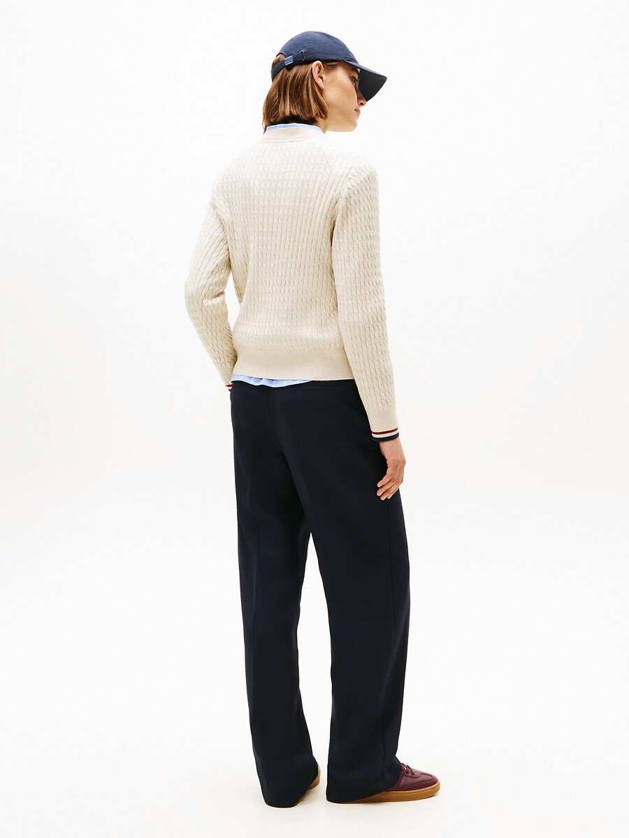 TOMMY HILFIGER<br>Suéteres de gola redonda em algodão torcido