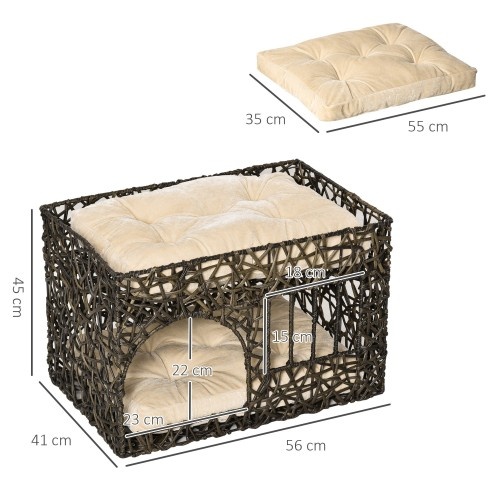 Cama dupla de vime para gatos