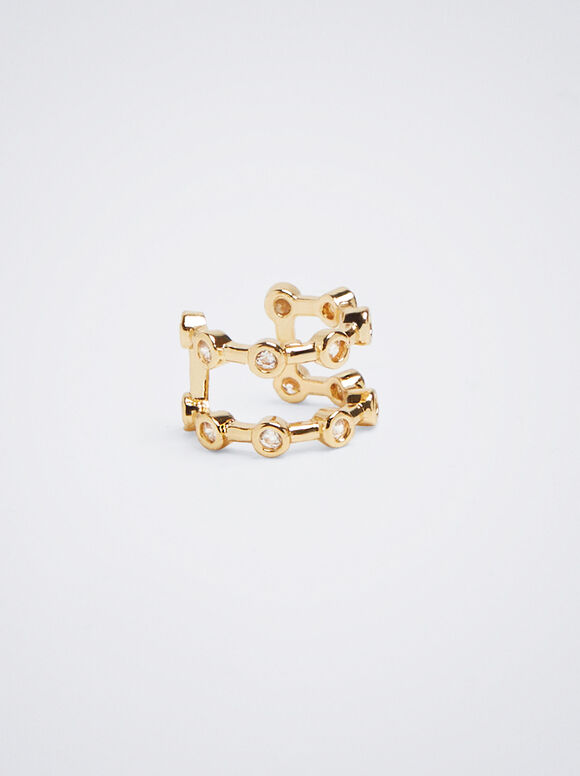 Brinco de pressão dourado com zircônia cúbica - Dourado
