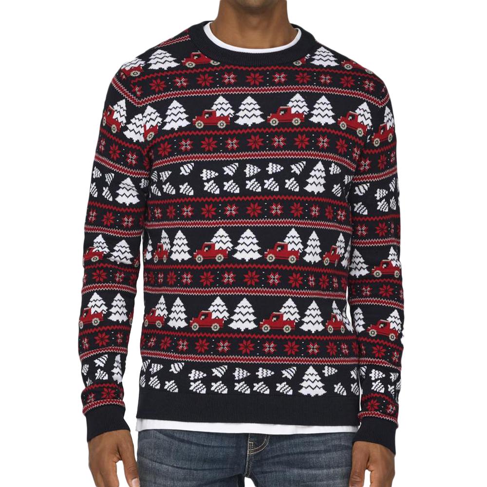 Only & Sons Pull de Noël Marine/Rouge Homme Only & Sons Xmas