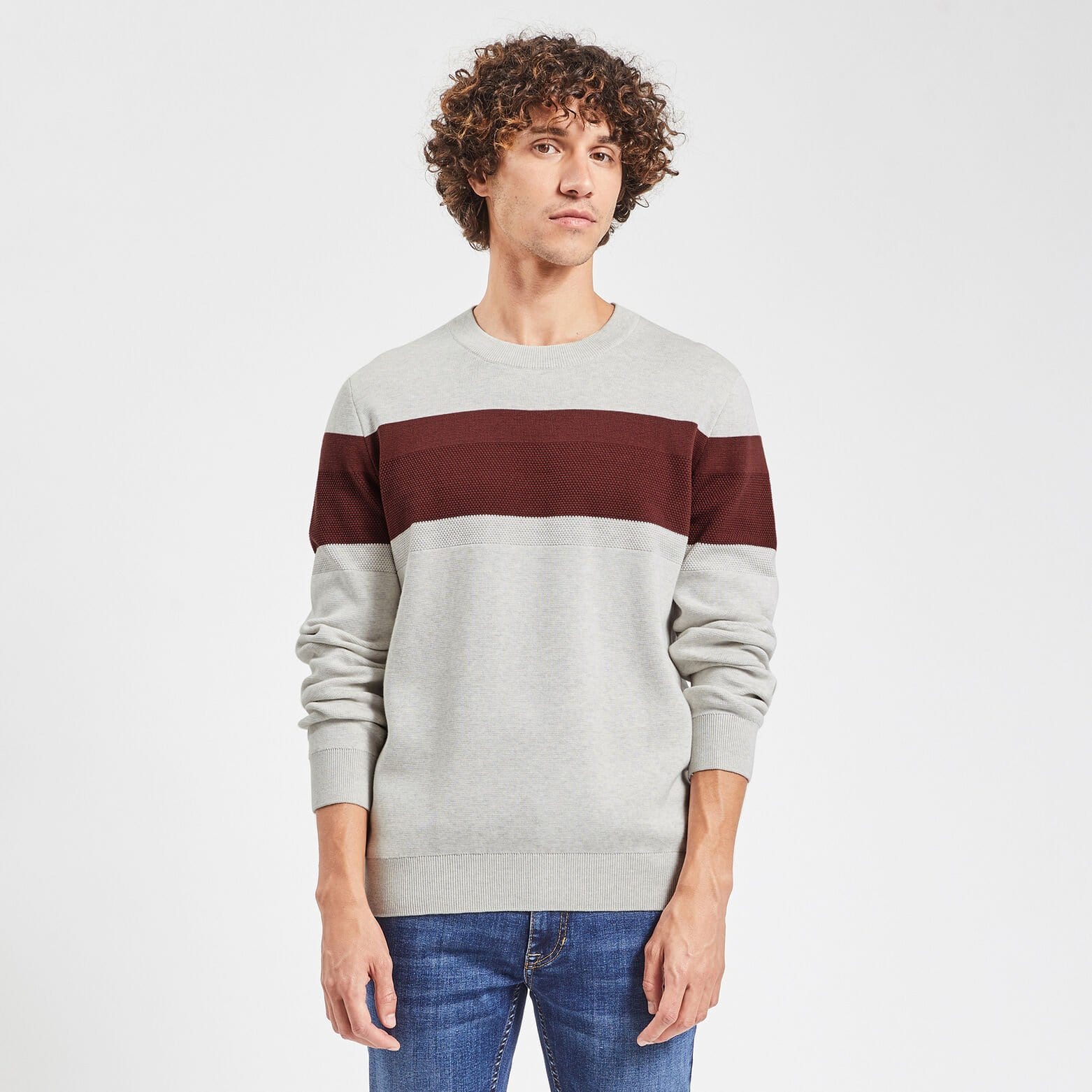Pull colorblock 'le parfait by JULES' Gris clair