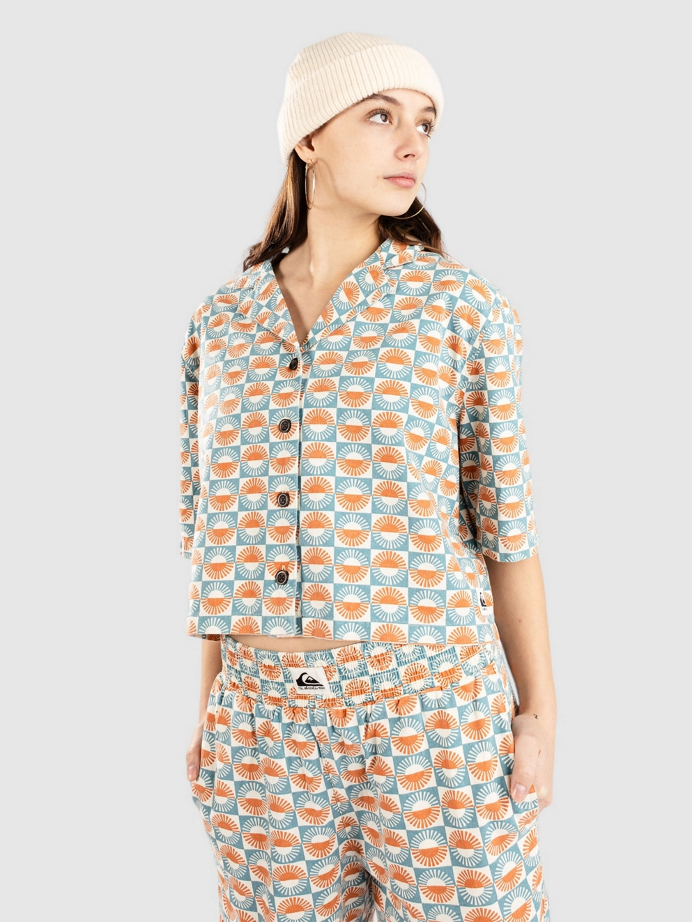 Quiksilver Dad Crop Fit Cotton Shirt brittany blue florever