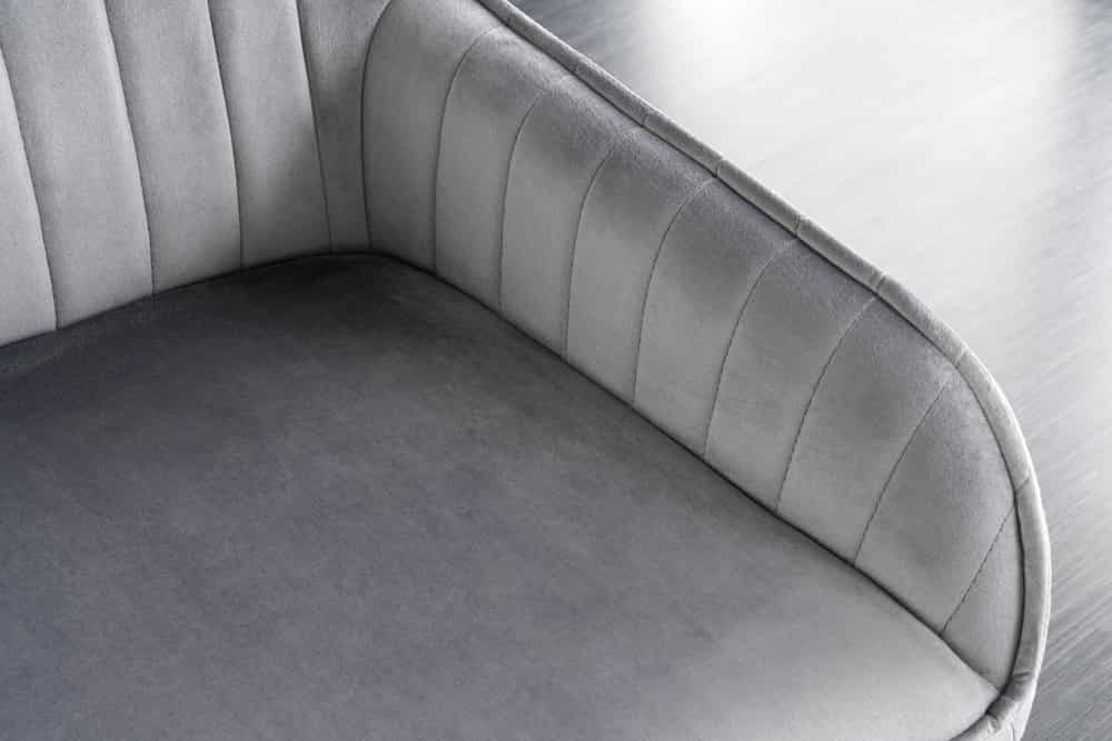 Design Sitzbank TURIN 160cm silbergrau Samt schwarz Metall Armlehne