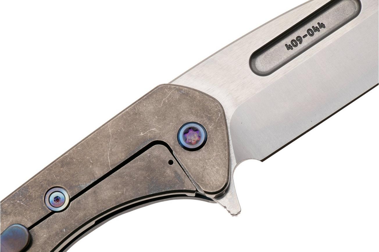 Medford Swift FL Flipper 25-SFF-02, Tumbled S45VN Tanto, Blue Aluminum Handle, Flamed Hardware zakmes