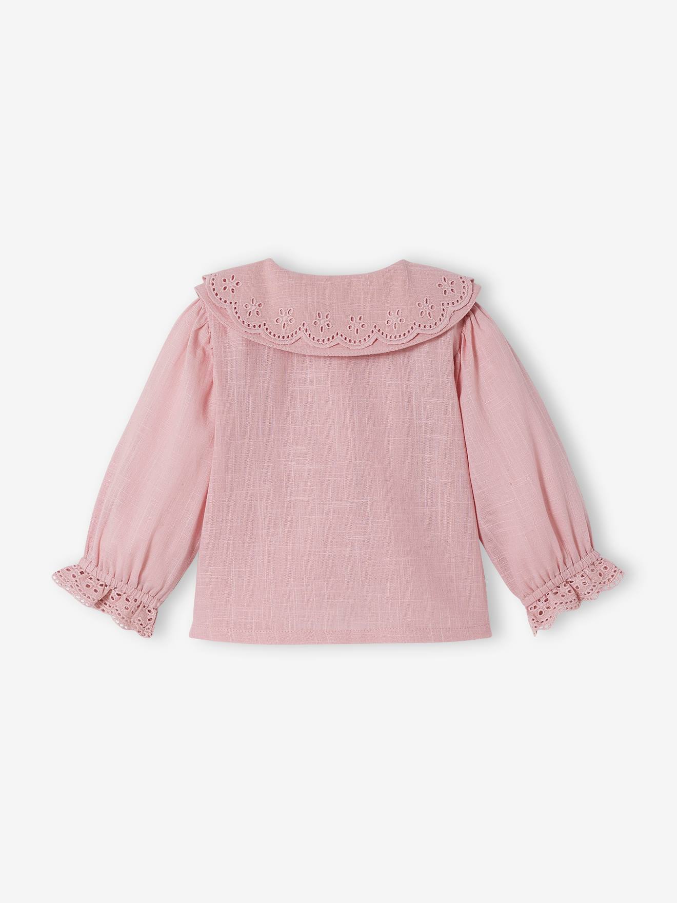 Blusa infantil com gola dupla em tecido slub lilás claro