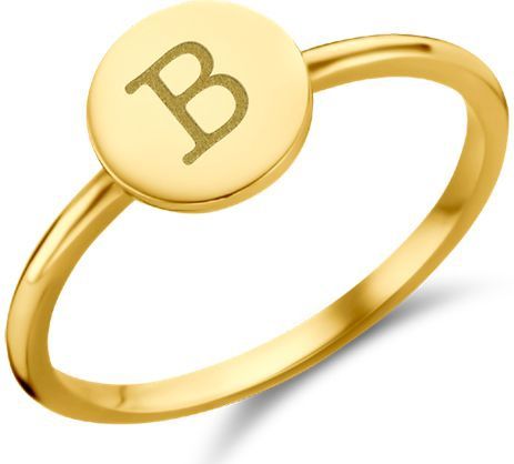 Disc Gouden zegelring met een initiaal Names4Ever