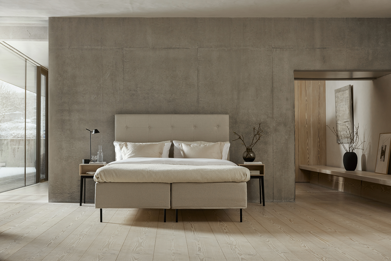 Carat rammemadrass 75x200 cm i tekstil 181 beige med fast fasthet. Uten overmadrass og ben