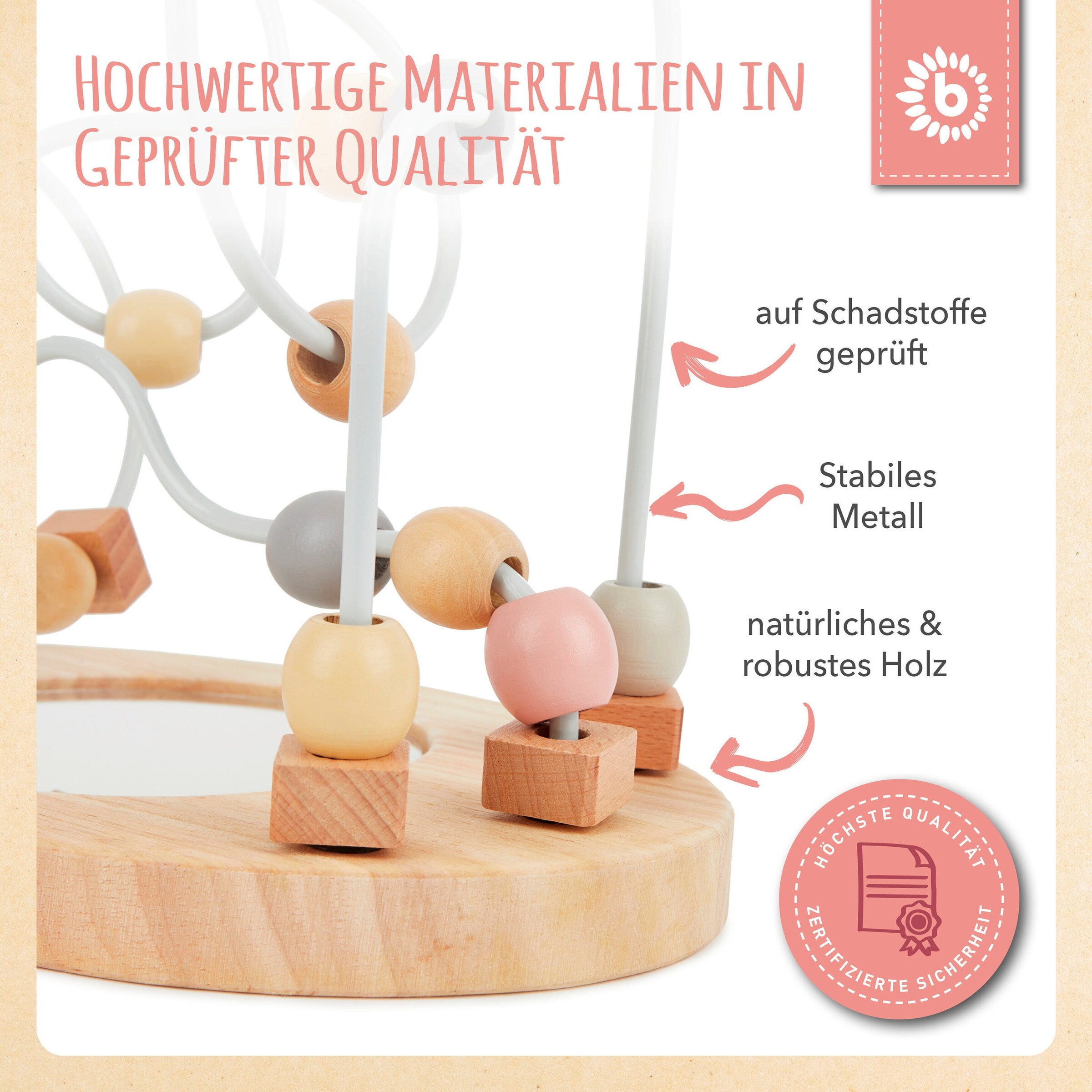 Bieco Motorikschleife mit Spiegel - ab 12 Monate Rosa