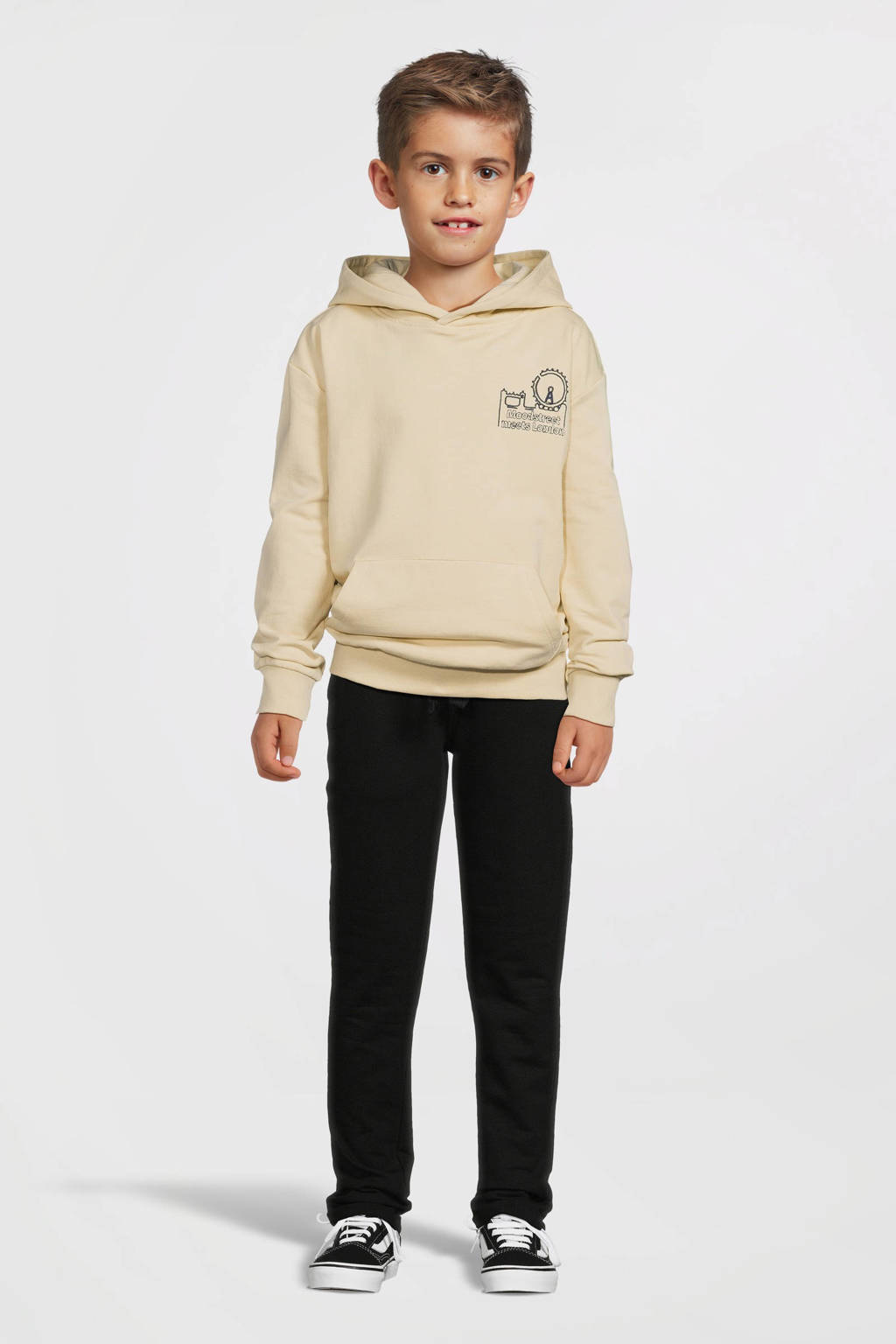 Moodstreet hoodie Sem met backprint beige