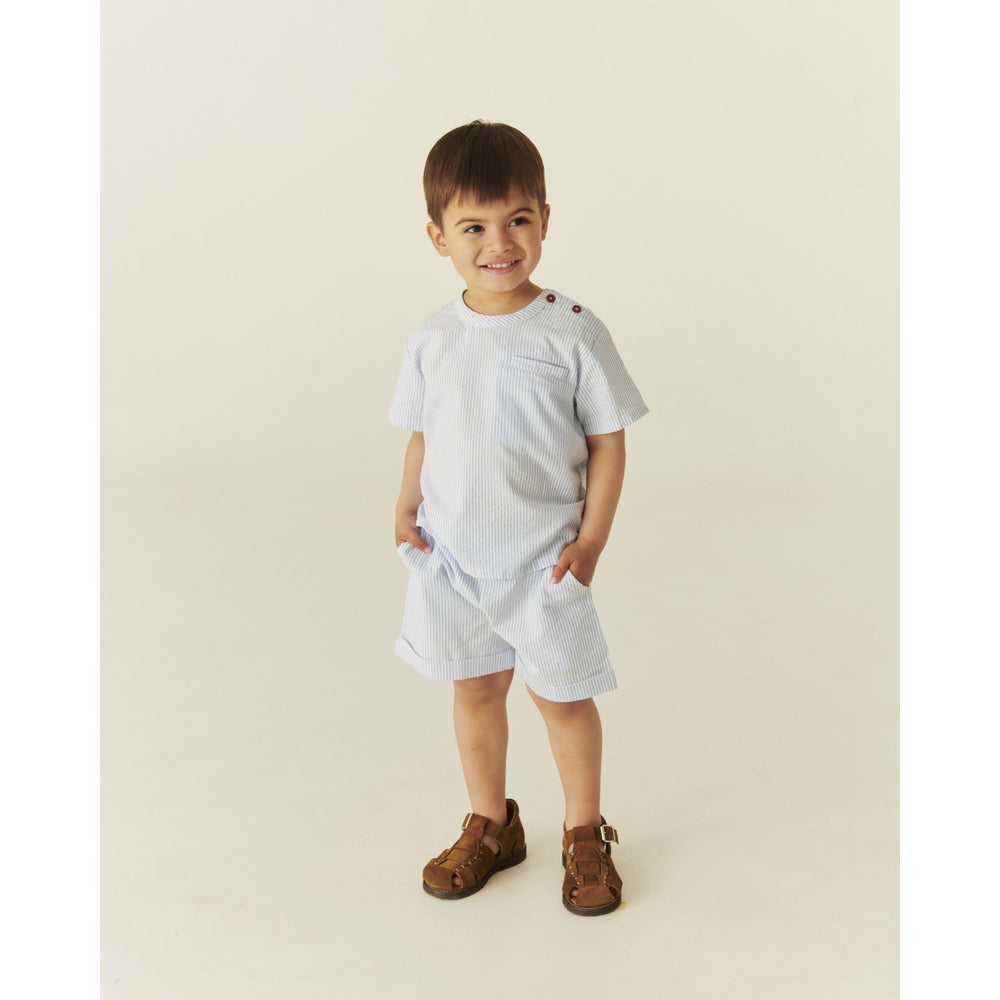 Køb COPENHAGEN COLORS Sky Blue W Cream Stripe Seersucker Shorts Sporty