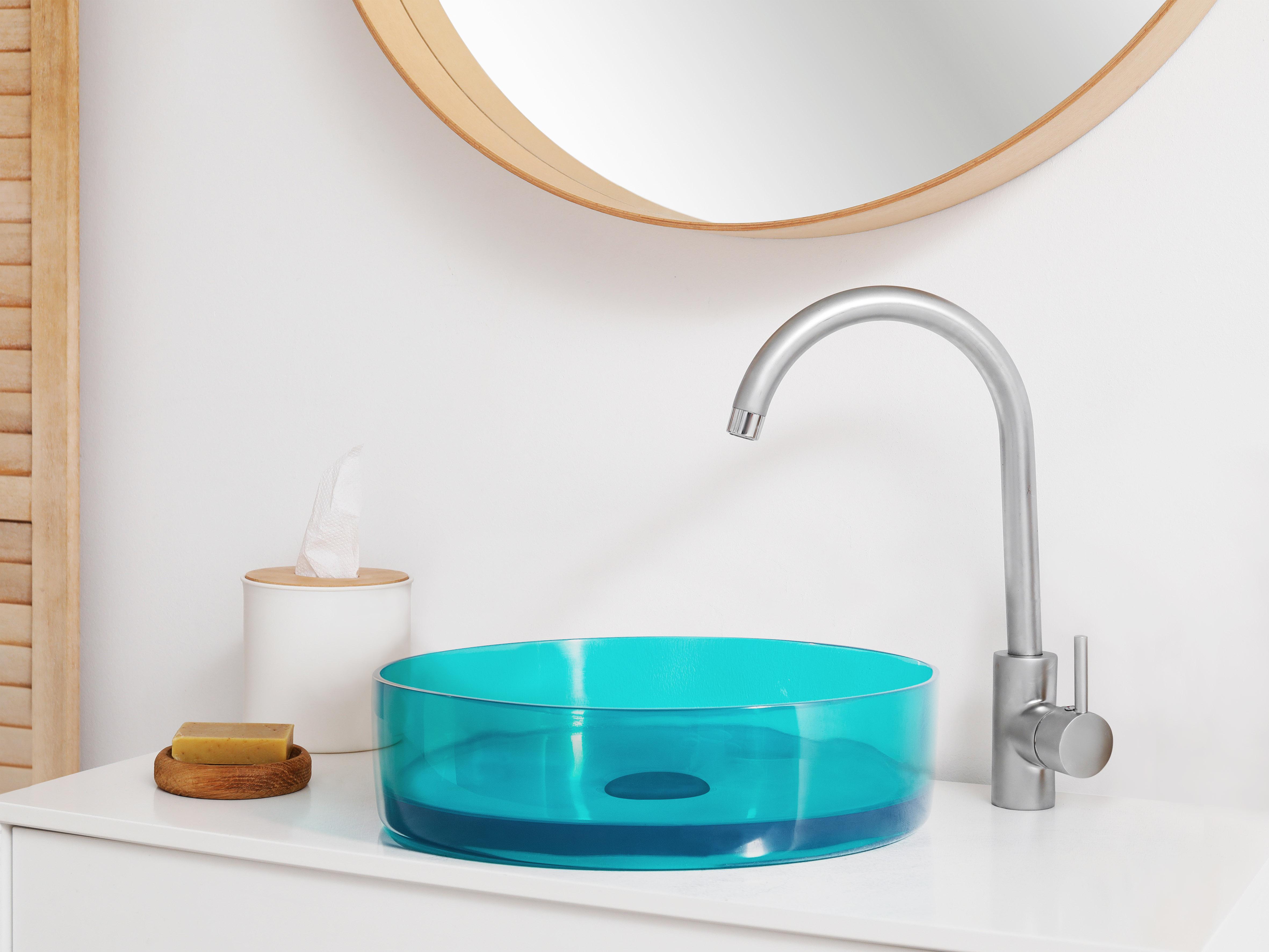 Wastafel voor aanrechtblad TOLOSA ⌀ 36 cm Solid surface Turquoise