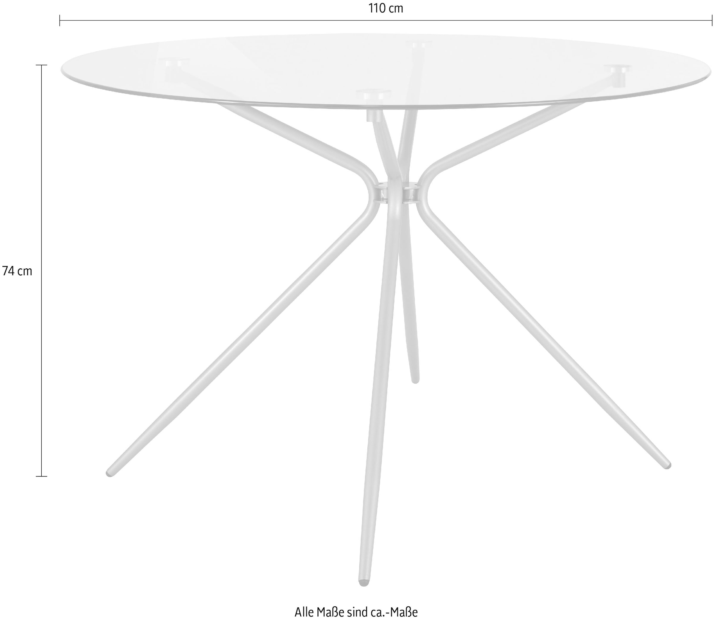 INOSIGN Glastisch »Silvi, TOPSELLER!« Esstisch, Glastisch, Küchentisch, OTTOs Choice,  rund, Ø 110 cm, Metallgestell in messingfarben