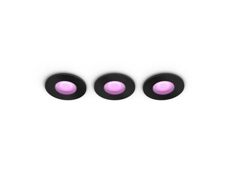 Philips Hue White and Color Ambiance Xamento - Indlejret spotlys - LED-spot lyspære - GU10 - 5.7 W - 2000-6500 K - sort (pakke med 3) - for Hue Bridge, Bridge 2.0
