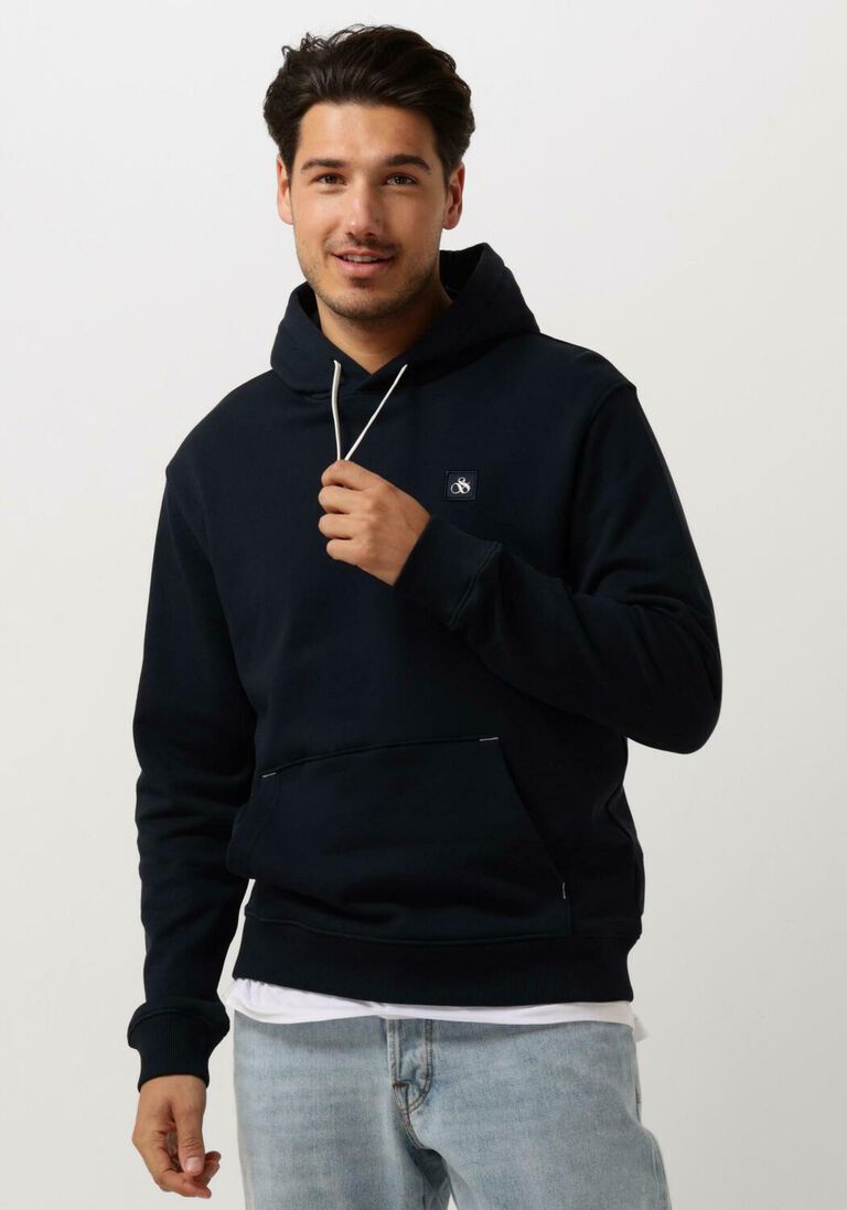 SCOTCH & SODA donkerblauwe scotch & soda sweater essential logo badge hoodie