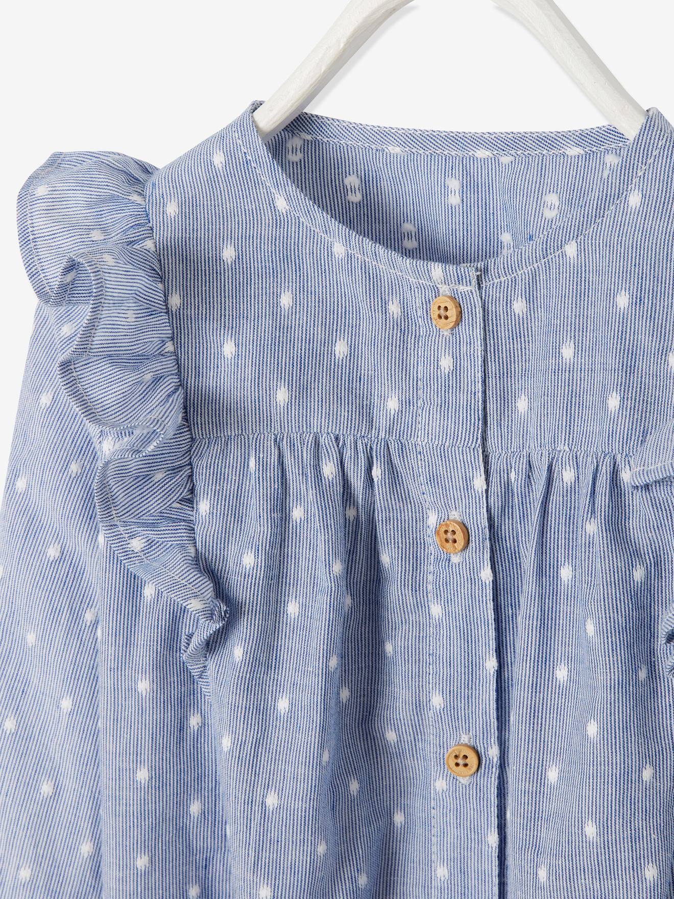Blusa branca lisa e clara com babado para bebê menina
