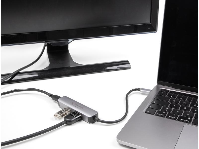 Delock Adapter USB Type-C - HDMI/USB 3.0/USB Type-C Delock USB Type-C Adapter zu HDMI 4K 60 Hz mit USB Typ-A und USB Type-C Daten   PD 92 W