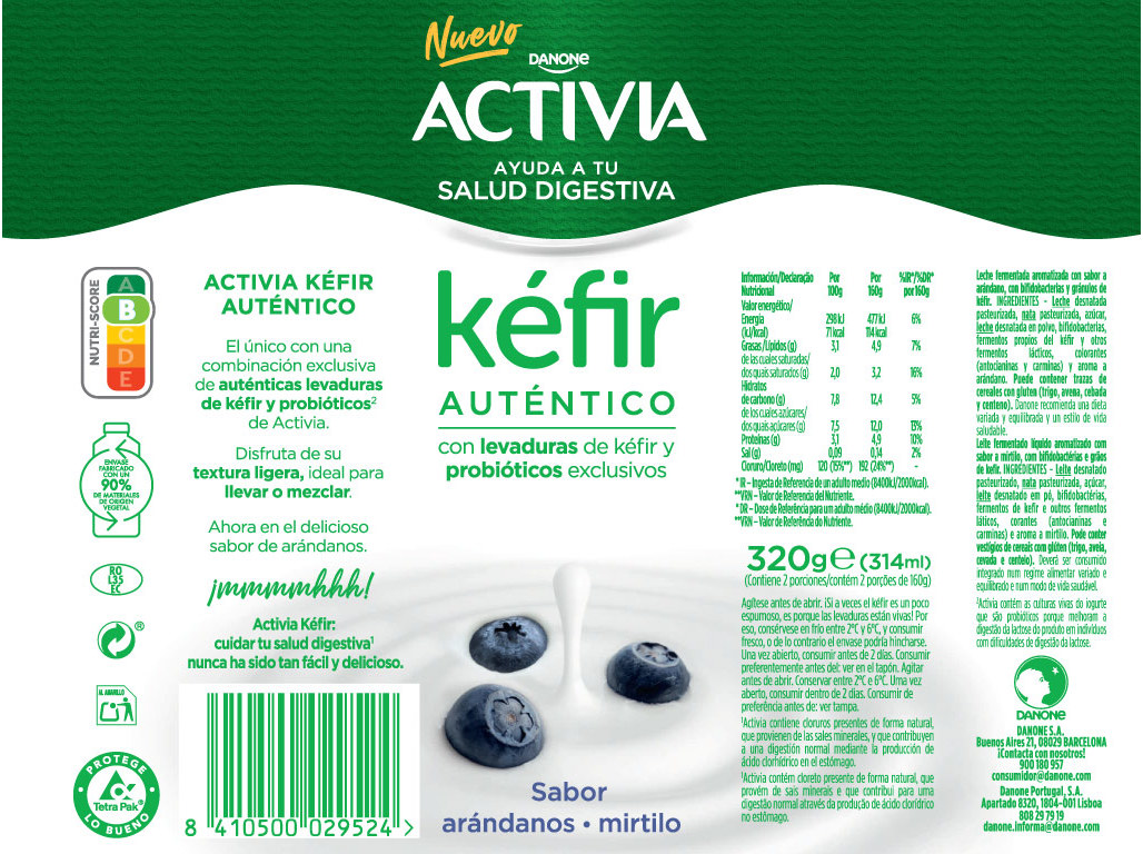 KEFIR ACTIVIA MIRTILO 320G