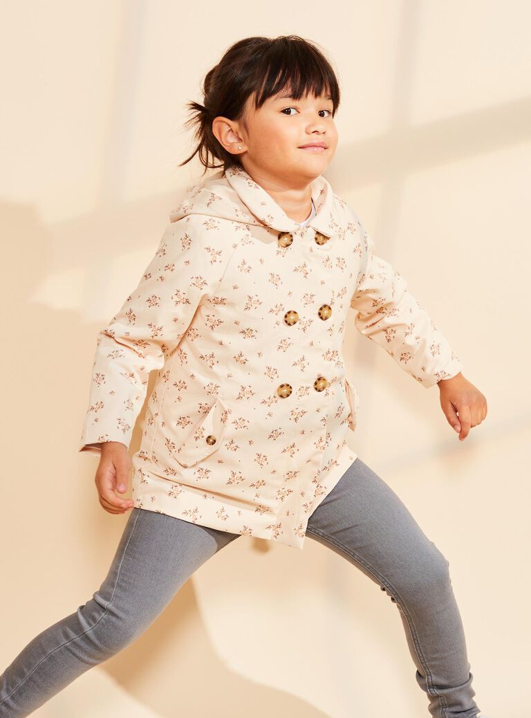 Parka beige 3 en 1 à fleurs
