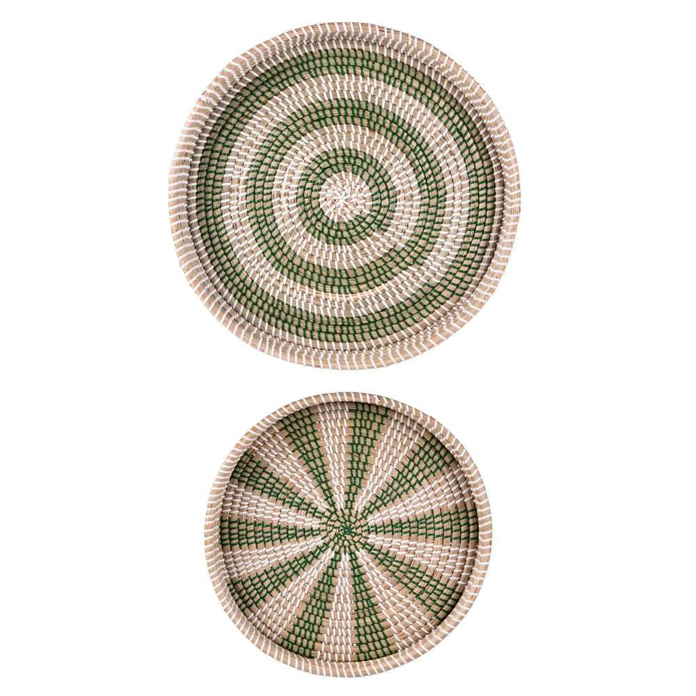 Set de 2 plateaux jonc mer vert Table passion