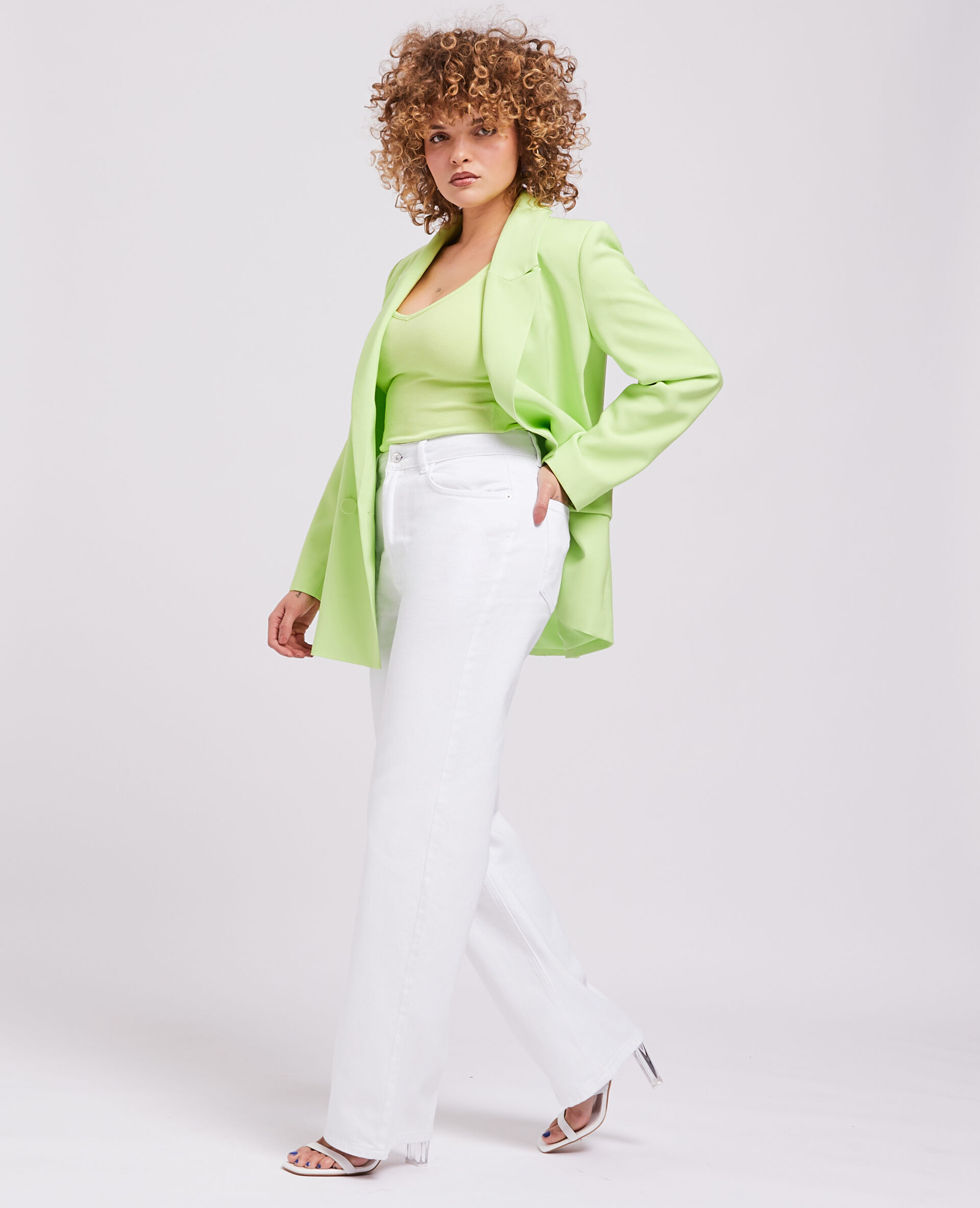 Jean large uni - Blanc