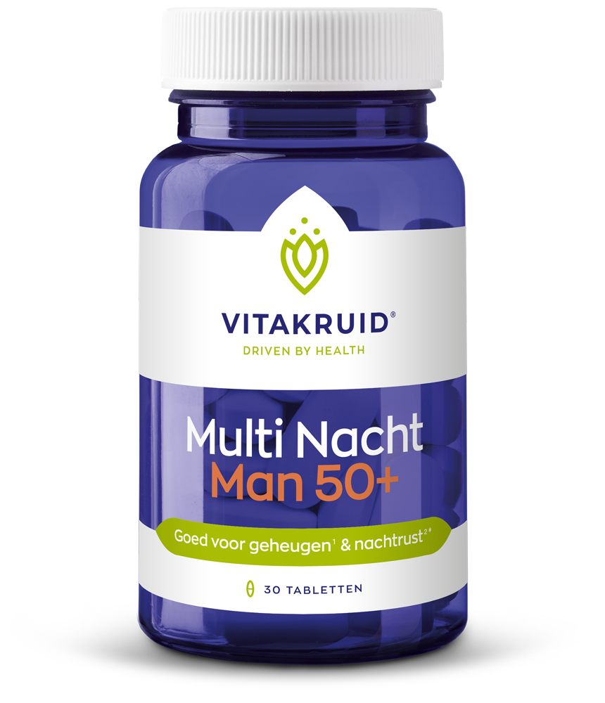 Vitakruid Multi Nacht Man 50+ 100% Vegan (30 tabletten)