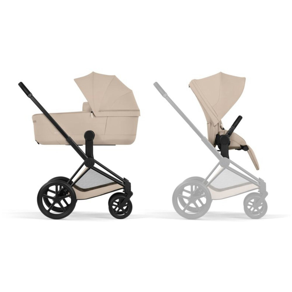 Køb Cybex Cozy Beige/Beige Priam Comfort Matt Black Inklusiv Foldbar Liggedel