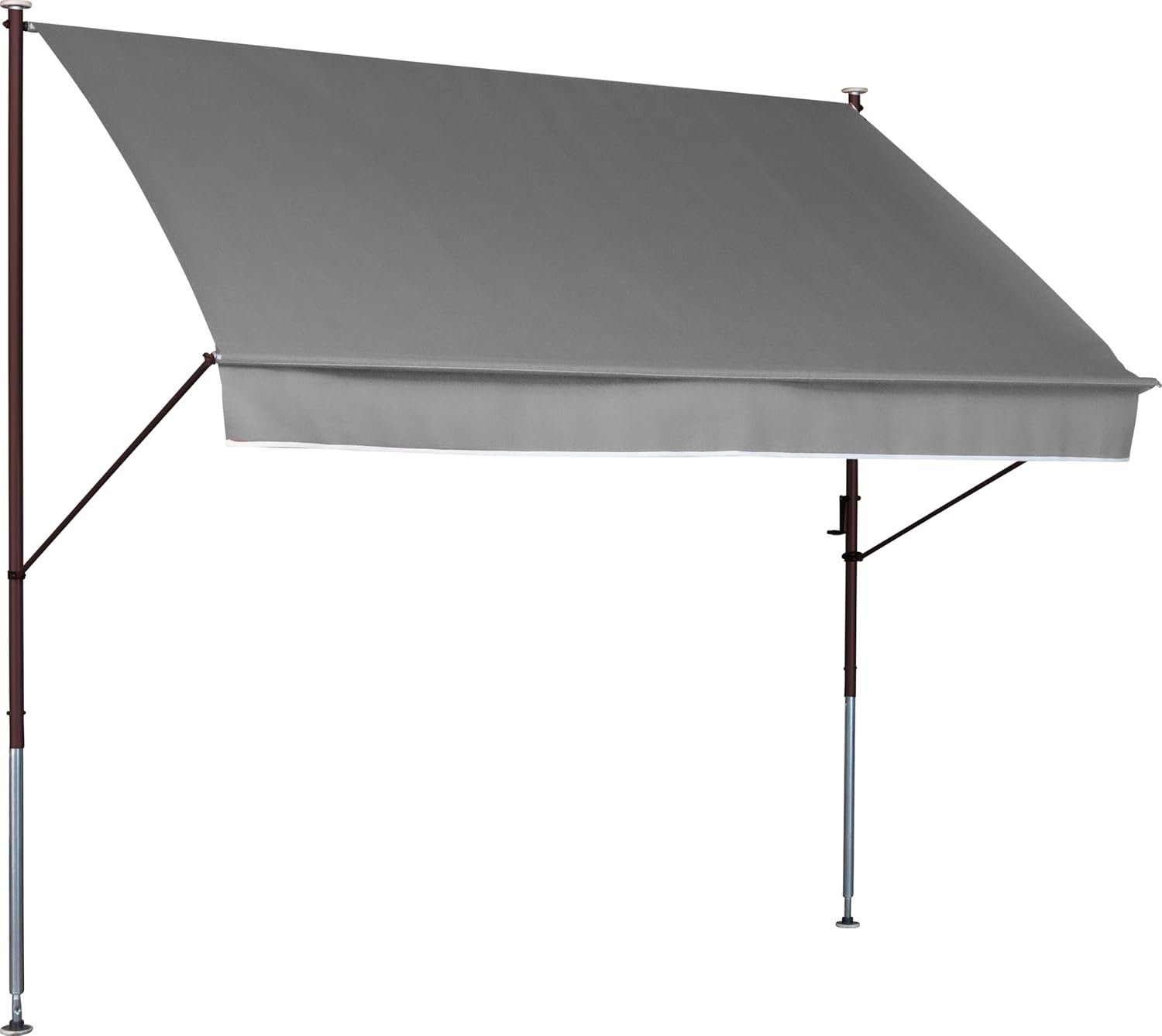 Angerer Klemmmarkise Style mit Handkurbel, Terrasse/Balkon, einfache Montage ohne Bohren, Made in Germany, hochwertiger Stoff, UV-beständig, höhenverstellbar, wasserabweisend, 300 cm Hellgrau