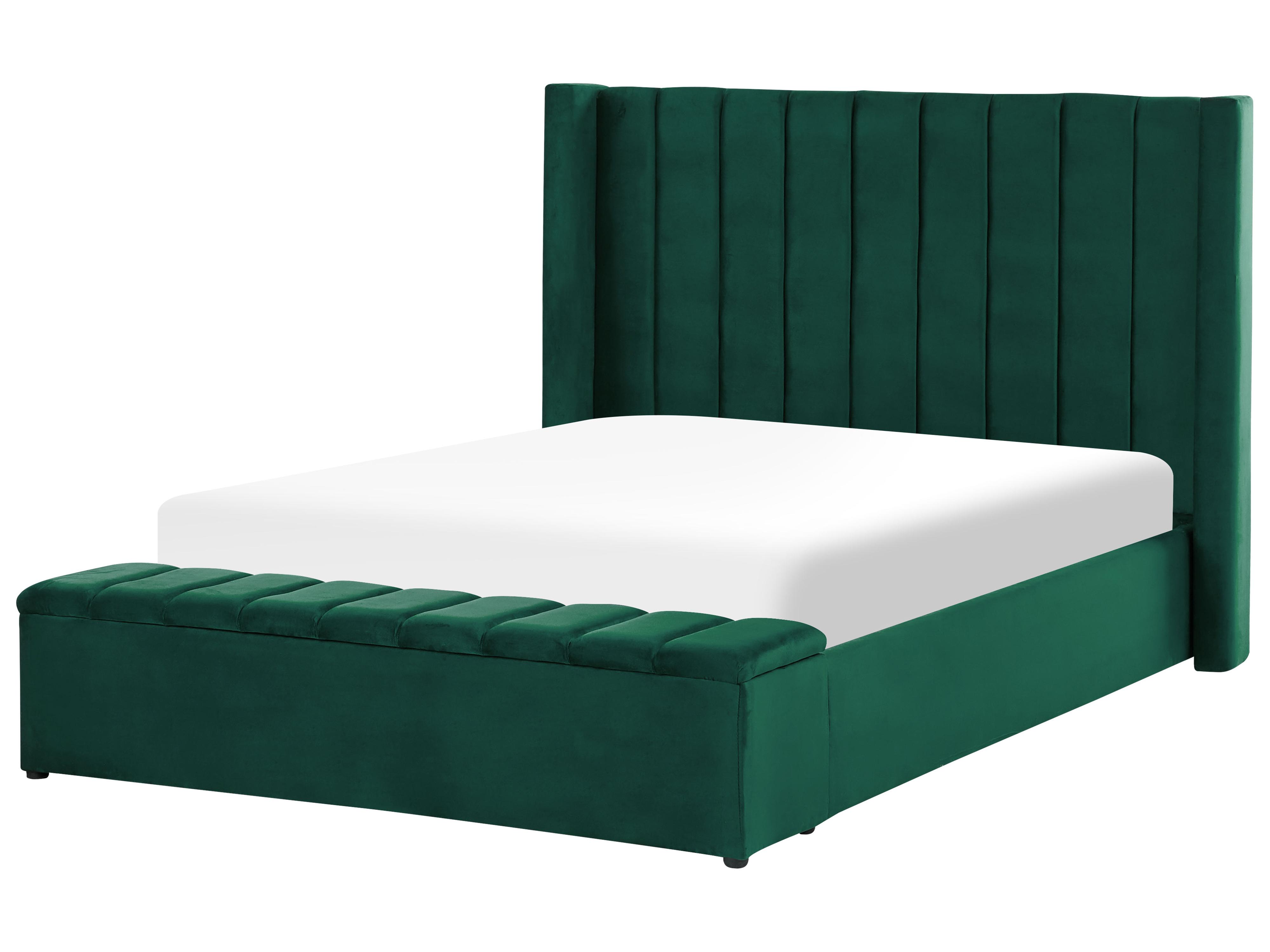 Waterbed met opbergbank Fluweel NOYERS 140 x 200 cm Groen