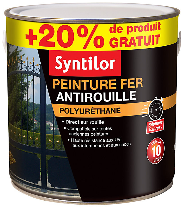 Peinture extérieure fer Syntilor Ultra Protect blanc satin 1,5L + 20% gratuit