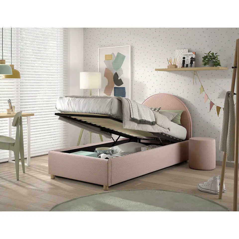 Vipack bed Moon met opbergruimte - roze - 90x200 cm