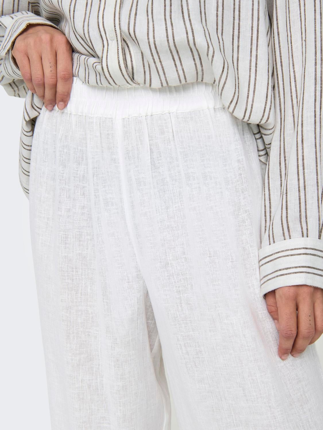ONLTOKYO2025 Hohe Taille Gerade geschnitten Hose mit weitem Beinschnitt Bright White