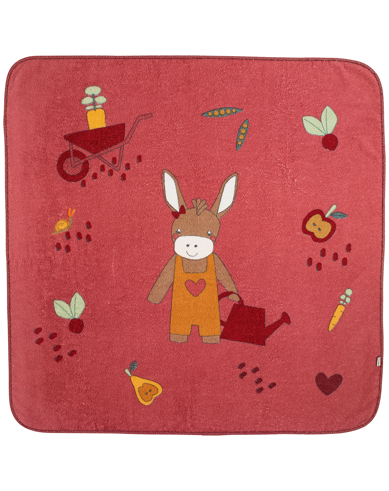Badetuch EMMILY IM GARTEN (100x100) in rot