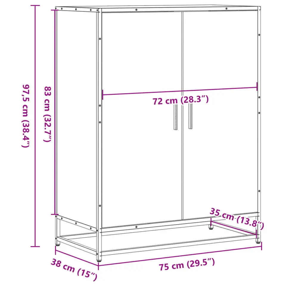 vidaXL - Schoenenkast met metalen poten 10 paar - Bruin eiken - 75x38x97,5 cm