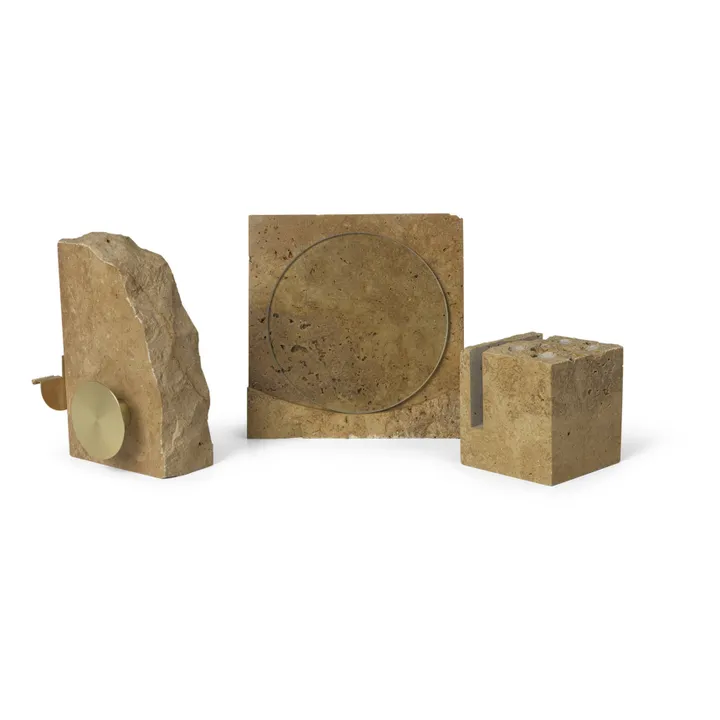 Ferm Living Porte-crayons Klint en travertin | Ocre