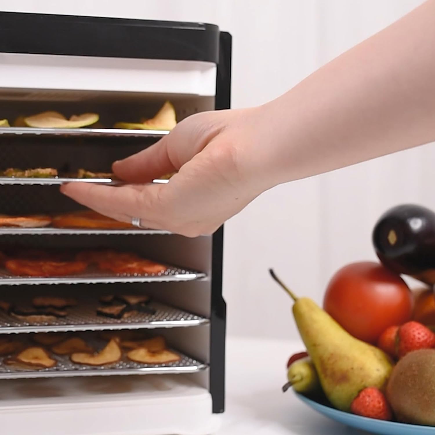 Nebula Lebensmittel Dörrgerät Mit 6 Edelstahlschalen | LED-Touch Control Design, Einstellbare Digitale Temperatur 35-70 °C & 48-Stunden-Timer | Dörrautomat Für Obst, Gemüse, Fleisch Und Mehr | 400W