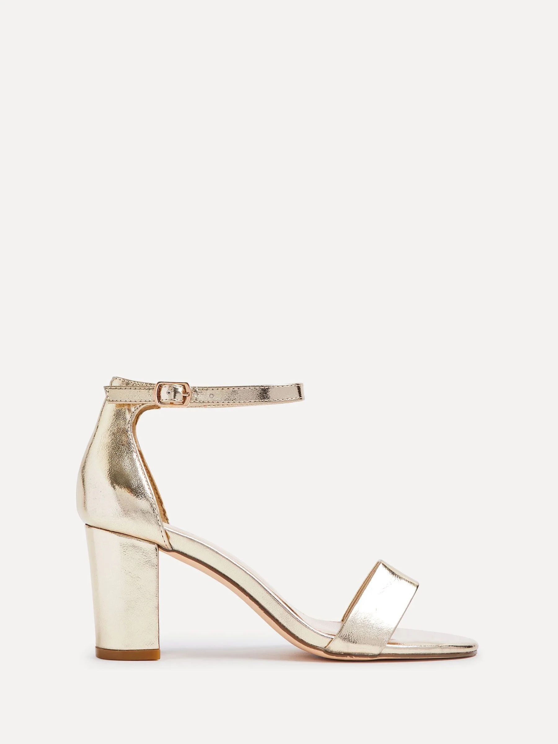 Goud - Linzi Legacy minimalistische sandalen met blokhak en wijde pasvorm
