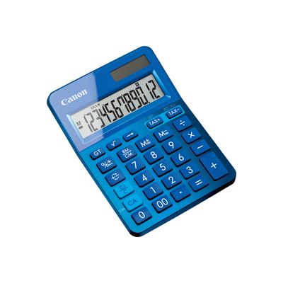 Calculatrice de bureau Canon LS- 123K - 12 chiffres - alimentation batterie et solaire - bleu