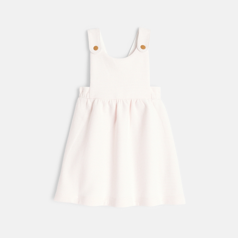 Robe à bretelles à rayures et body fleuri rose naissance